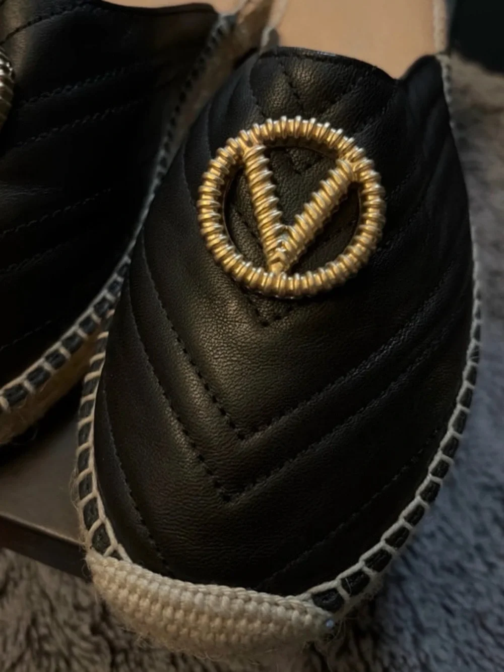 Valentino Clara Black Leather Espadrille Mules EU 38 / US 8